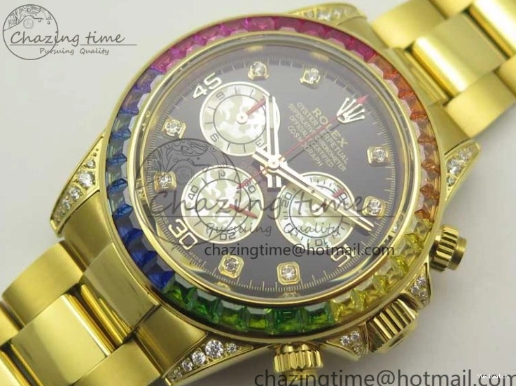 Edition Crystal Best BLF Bracelet on Black Dial YG YG Rainbow Daytona A4130 116589RBOW 0316